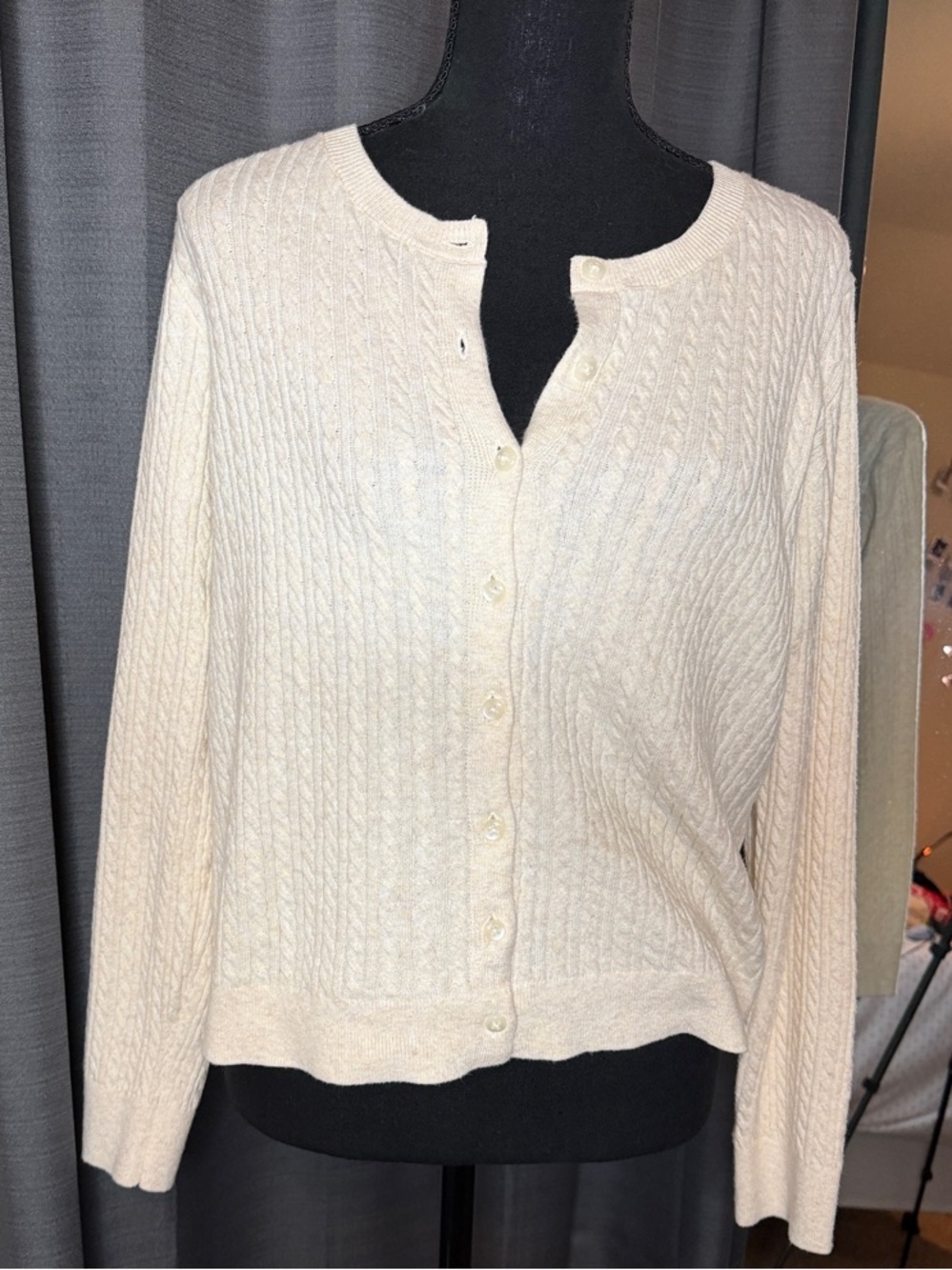 Old Navy Cream Cable Knit Button-Up Cardigan